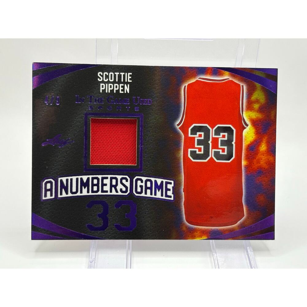 2024 Leaf in the Game Used Scottie Pippen Numbers Game Jersey Patch 4/9 SP Bulls